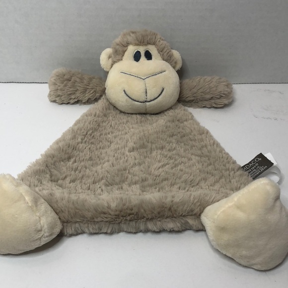Dendaco Meekie Monkey Rattle Plush Lovey Security Blanket 13 inches - Picture 2 of 3